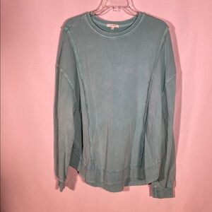 Z SUPPLY WOMENS REPLAY SWEATSHIRT TEAL GREEN OVERSIZED LARGE